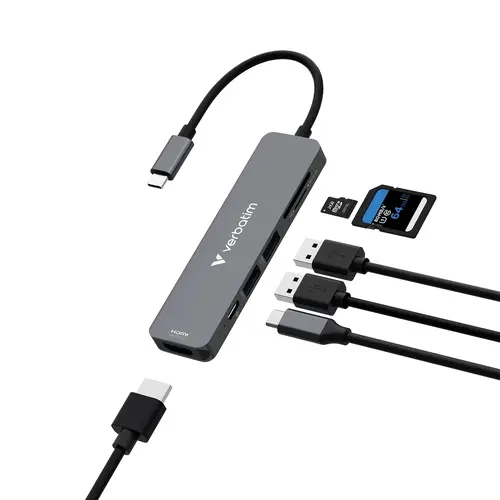 USB хъб, Verbatim USB-C Essentials Multiport Hub 6 Port with card reader - 3