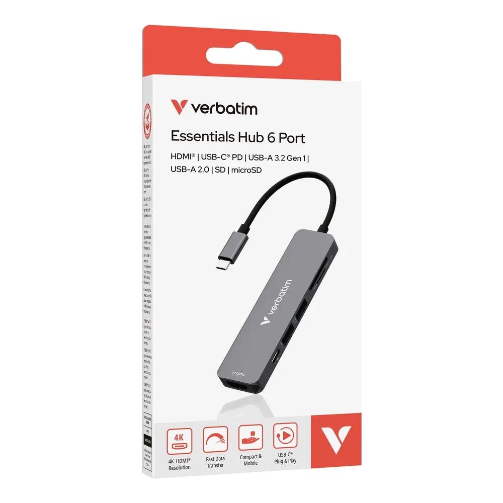 USB хъб, Verbatim USB-C Essentials Multiport Hub 6 Port with card reader - image 4