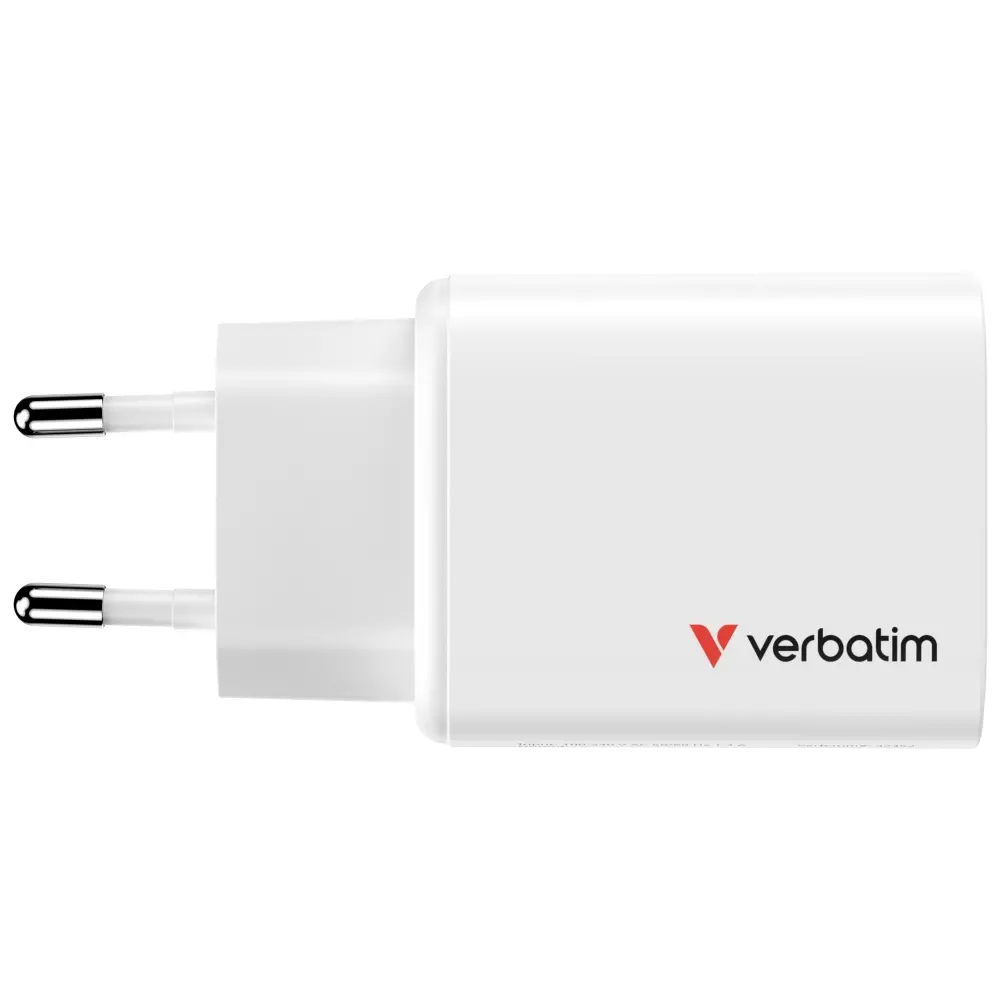 Зарядно устройство, Verbatim Essentials GaN Charger 65W EU plug White - image 1