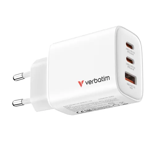 Зарядно устройство, Verbatim Essentials GaN Charger 65W EU plug White - 7