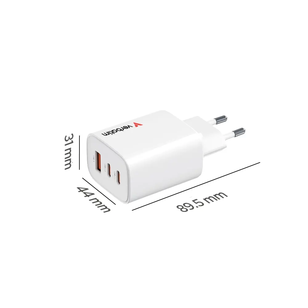 Зарядно устройство, Verbatim Essentials GaN Charger 65W EU plug White - image 8