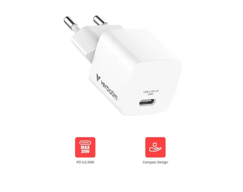 Încărcător, Verbatim Mini GaN Charger 20W, ștecher EU - 3