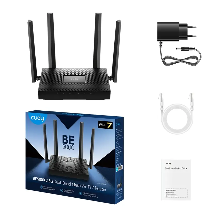 Ρούτερ, Cudy WR5000 BE5000 2.5G Dual Band Wi-Fi 7 Router, 802.11be/ax/ac/a/b/g/n, 4324Mbps στα 5GHz + 688Mbps στα 2.4GHz, 1 x 2.5Gbps θύρα WAN, 4 - image 2