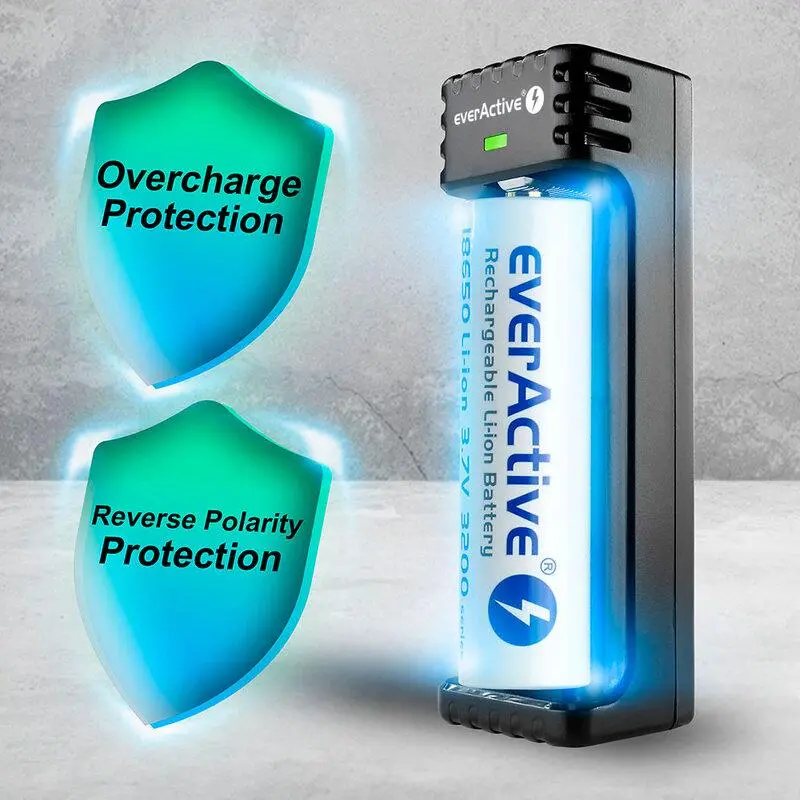 Încărcător pentru baterii LiIon 3,7v CR18650, CR123, 14500 1 slot USB Type C LC-100C EverActive - image 1