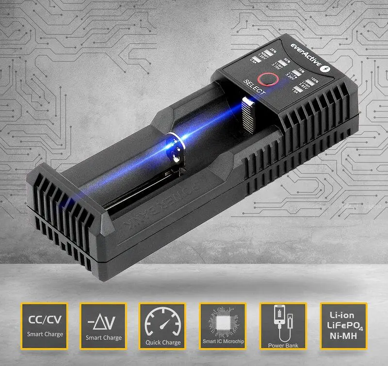 Зарядно устройство за LiIon/NiMh батерии 3,7v/1.2v универсално 1 гнездо USB Type C UC-100C EverActive - image 2