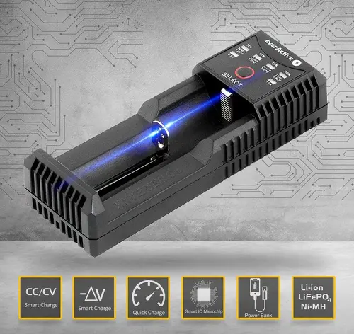 Încărcător pentru baterii LiIon/NiMh 3,7v/1.2v universal 1 slot USB Type C UC-100C EverActive - 3