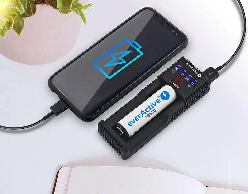 Зарядно устройство за LiIon/NiMh батерии 3,7v/1.2v универсално 1 гнездо USB Type C UC-100C EverActive - image 3