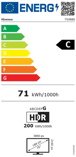 Τηλεόραση, Hisense 75" UR8S, 4K Ultra HD 3840x2160, RGB Mini Led, DLED, Quantum Dot, 180Hz, IPS, HDR 10+, HLG, Dolby Vision IQ, Dolby Atmos, Smart TV - 5