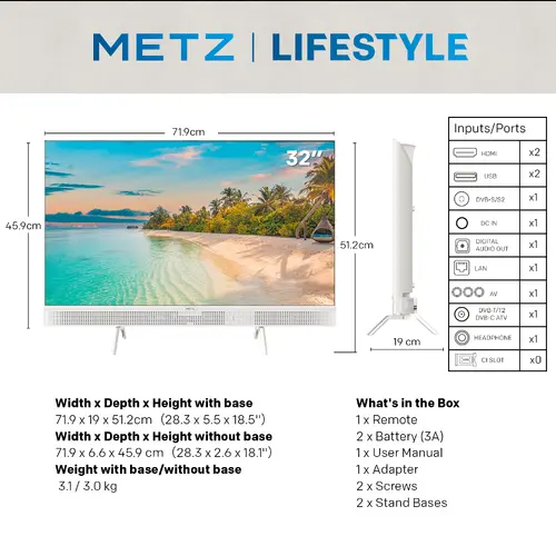 Телевизор METZ 32" 32MTE7000Z HD Ready LED, Google TV, Клас E - 4