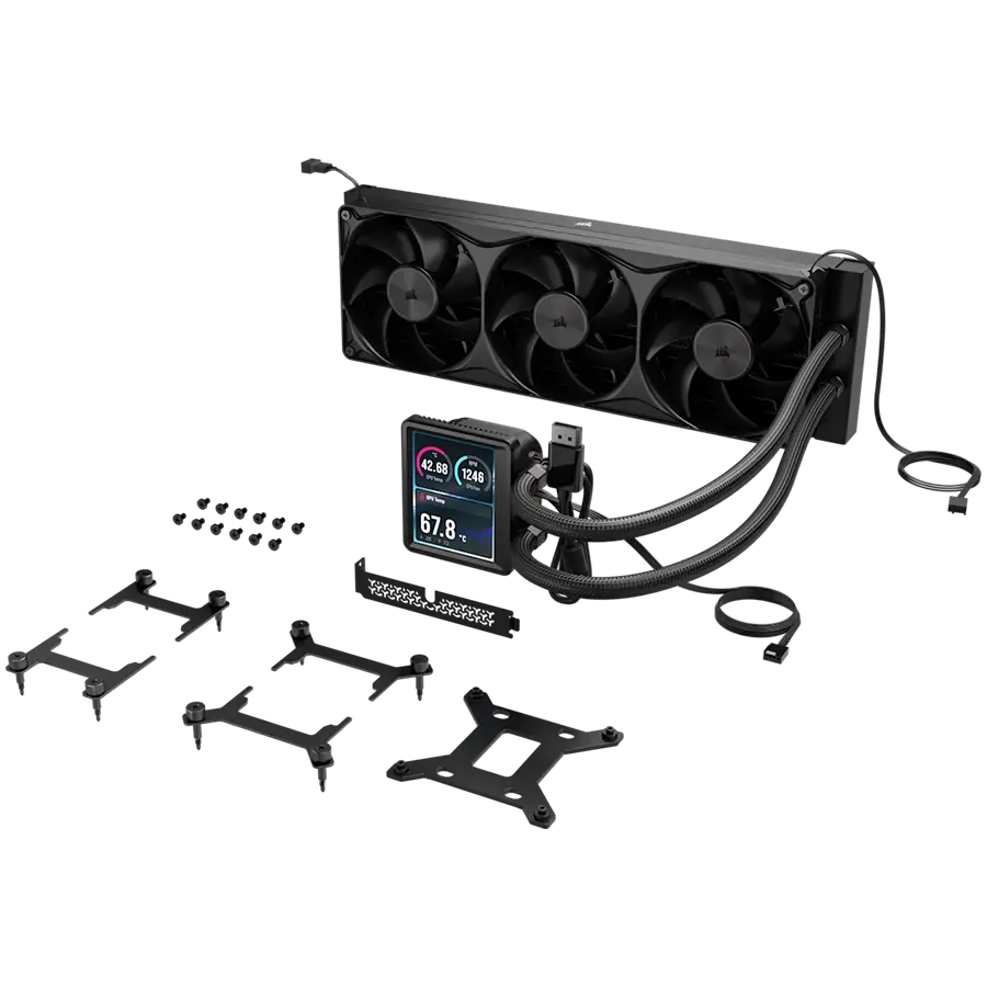 CORSAIR NAUTILUS II 360 RS LCD, 360mm Radiator, Liquid CPU Cooler - image 1