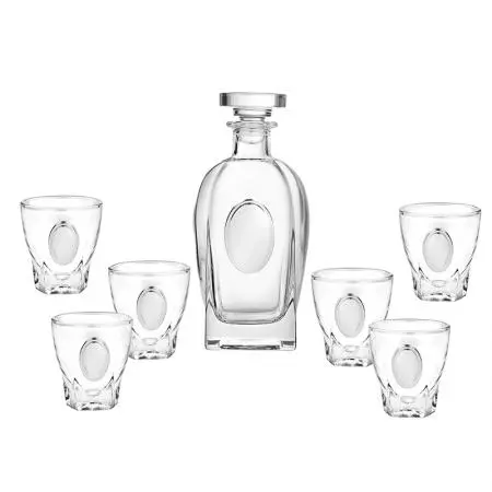 Set sticlă + 6 pahare pentru rachiu - 1
