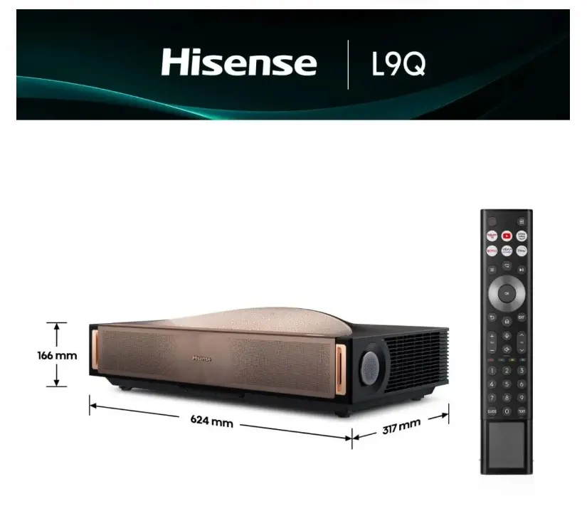 Мултимедиен проектор, Hisense 4K Smart Laser TV L9Q, Ultra HD 3840x2160, 5000 lum, 5000;1,16:9 , 240 Hz, up tp 200 inch , Ultra short throw, HDR, HDR10, HDR 10+, Vidaa U7, 4 x HDMI, 2x10 W - image 1