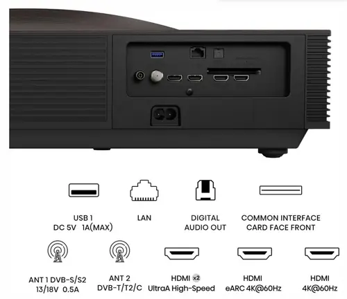 Προβολέας πολυμέσων, Hisense 4K Smart Laser TV L9Q, Ultra HD 3840x2160, 5000 lum, 5000;1, 16:9, 240 Hz, έως 200 ίντσες, εξαιρετικά κοντής απόστασης - 3