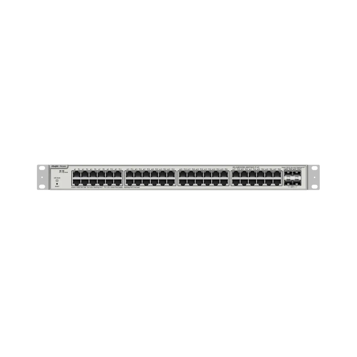 Комутатор Ruijie RG-NBS3200-48GT4XS-P-V2, 48xGbЕ, POE+, 370 W, 4xSFP+, L2