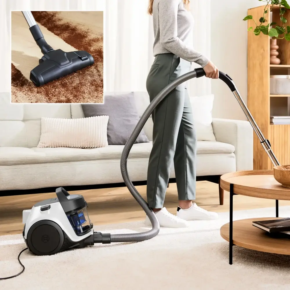 Ηλεκτρική σκούπα, Bosch BGC05LW2, SER2, Bagless vacuum cleaner Cleann’n, λευκό/μπλε, 700W, 1 βούρτσα επίπλων και στόμιο για γωνίες, 76 db(A), 1,5 - image 4