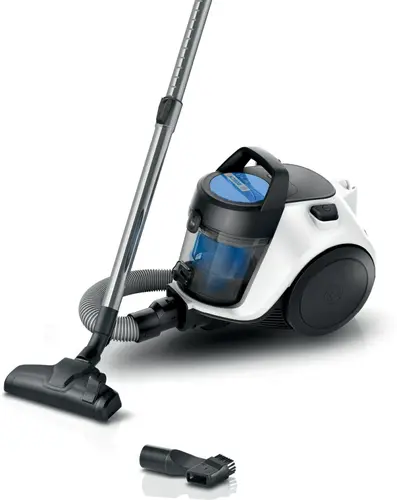 Aspirator, Bosch BGC05LW2, SER2, Bagless vacuum cleaner Cleann’n, alb/albastru, 700W, 1 perie pentru mobilă și duză pentru colțuri, 76 db(A), 1,5 - 1