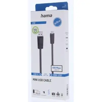 HAMA Cablu USB Mini-B - USB-A, 480 Mbit/s, 0.75 m - image 1