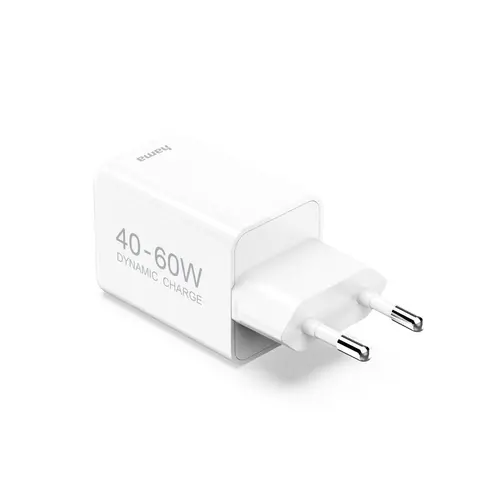 HAMA Бързо зарядно устройство, 40–60 W, GaN, USB-C, PD, Dynamic Fast Charger, бяло - 3