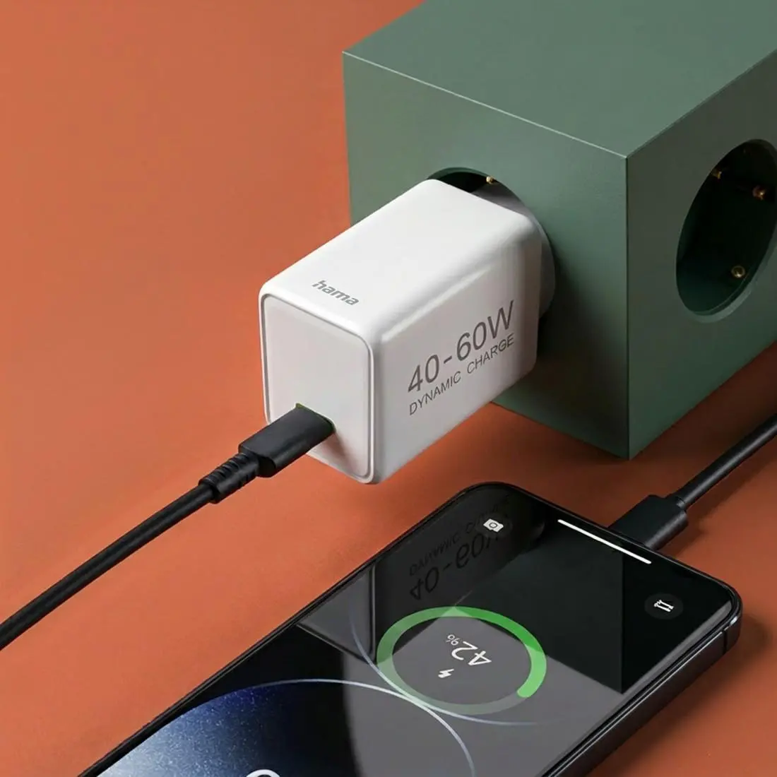 HAMA Бързо зарядно устройство, 40–60 W, GaN, USB-C, PD, Dynamic Fast Charger, бяло - image 5
