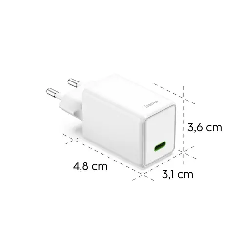 HAMA Бързо зарядно устройство, 40–60 W, GaN, USB-C, PD, Dynamic Fast Charger, бяло - 9