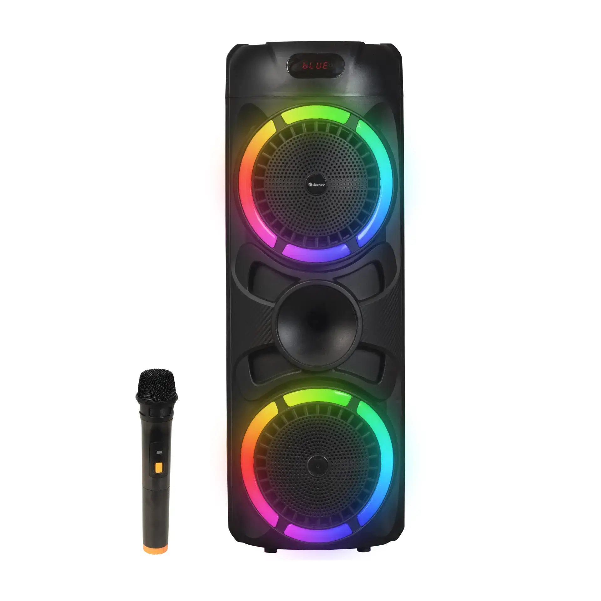 Boxă party karaoke Bluetooth Denver BPS-459 cu iluminare LED, microfon fără fir, 2*woofere 8” - image 1
