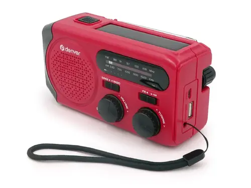 Аварийно AM/FM радио със соларно зареждане Denver SCR-2010MK2, ръчна манивела, вграден фенер и SOS сирена - 2