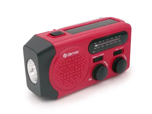 Radio de urgență AM/FM cu încărcare solară Denver SCR-2010MK2, manivelă manuală, lanternă integrată și sirenă SOS - 3