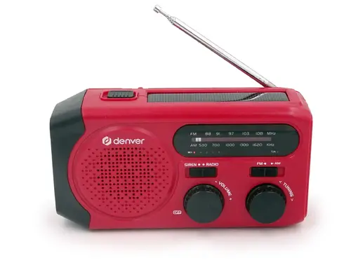 Аварийно AM/FM радио със соларно зареждане Denver SCR-2010MK2, ръчна манивела, вграден фенер и SOS сирена - 4