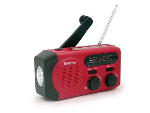Ραδιόφωνο έκτακτης ανάγκης AM/FM με ηλιακή φόρτιση Denver SCR-2010MK2, χειροκίνητος μοχλός, ενσωματωμένος φακός και σειρήνα SOS - 5