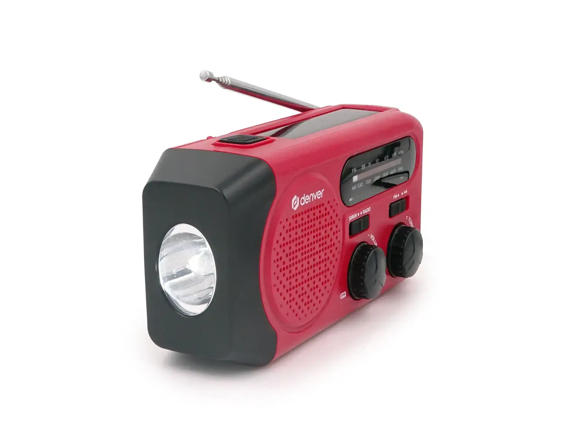 Ραδιόφωνο έκτακτης ανάγκης AM/FM με ηλιακή φόρτιση Denver SCR-2010MK2, χειροκίνητος μοχλός, ενσωματωμένος φακός και σειρήνα SOS - image 7