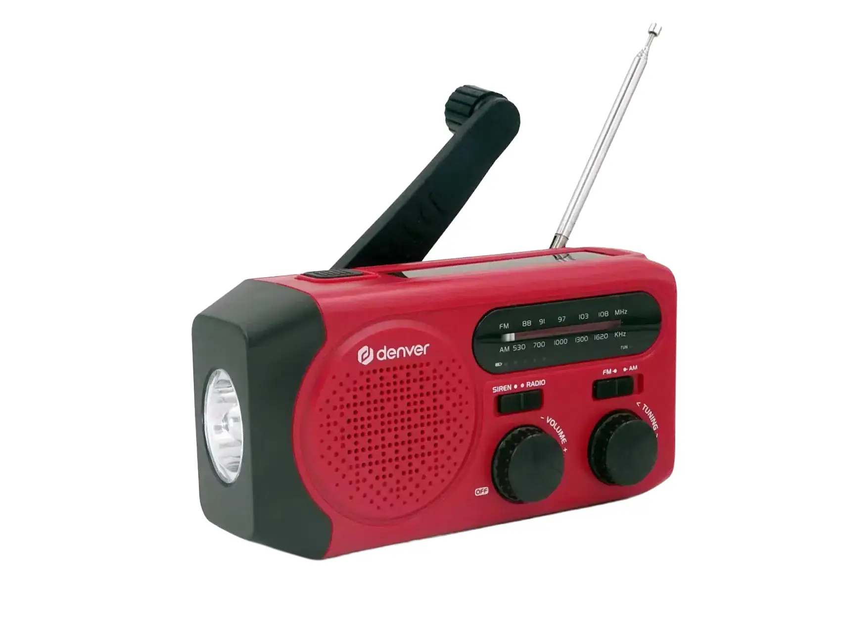 Ραδιόφωνο έκτακτης ανάγκης AM/FM με ηλιακή φόρτιση Denver SCR-2010MK2, χειροκίνητος μοχλός, ενσωματωμένος φακός και σειρήνα SOS - image 8