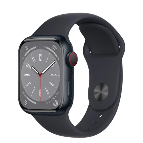 Часовник, Apple Watch Series 8 GPS + Cellular 41mm Midnight Aluminium Case with Midnight Sport Band - Regular