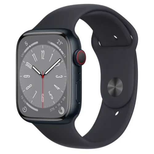 Часовник, Apple Watch Series 8 GPS + Cellular 45mm Midnight Aluminium Case with Midnight Sport Band - Regular