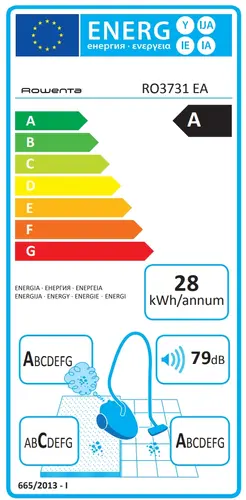 Ηλεκτρική σκούπα, Rowenta RO3731EA, Compact Power (μαύρο/μπλε) - 750W, ACAA, ακροφύσιο για επιπλώσεις - 5
