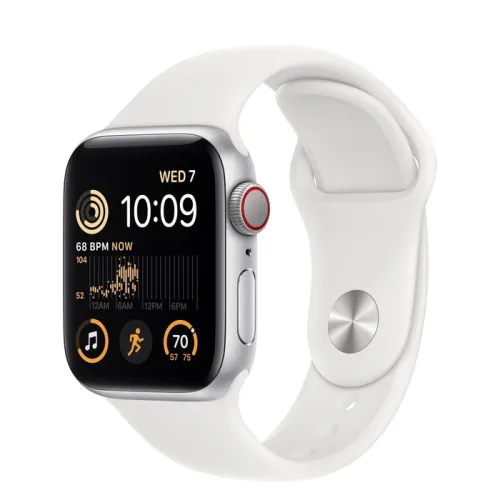 Часовник, Apple Watch SE2 GPS + Cellular 40mm Silver Aluminium Case with White Sport Band - Regular
