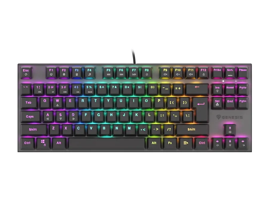 Tastatură, Genesis Mechanical Gaming Keyboard Thor 303 TKL RGB Backlight Red Switch US Layout Black