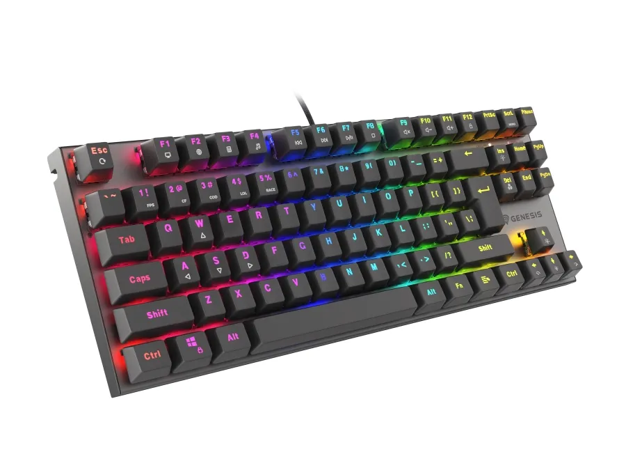 Клавиатура, Genesis Mechanical Gaming Keyboard Thor 303 TKL RGB Backlight Red Switch US Layout Black - image 1