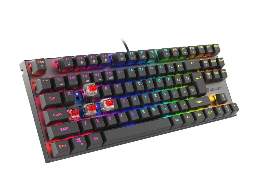 Πληκτρολόγιο, Genesis Mechanical Gaming Keyboard Thor 303 TKL RGB Backlight Red Switch US Layout Black - image 2