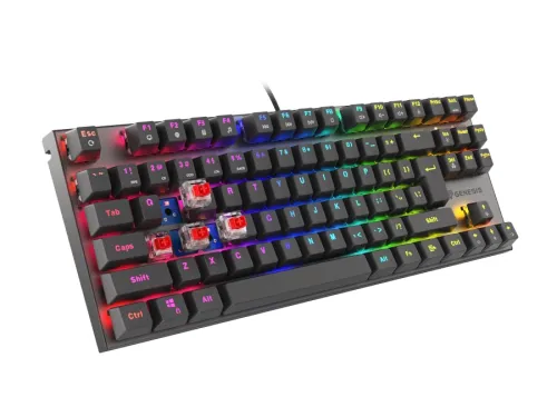 Клавиатура, Genesis Mechanical Gaming Keyboard Thor 303 TKL RGB Backlight Red Switch US Layout Black - image 2