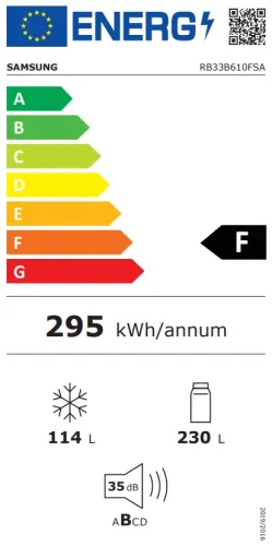 Хладилник, Samsung RB33B610FSA/EF, Refrigerator, Fridge Freezer,344L (230l/114l), Energy Efficiency F, SpaceMax, No Frost, All-Around Cooling, DIT, Stainless steel - image 7