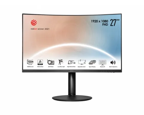 Монитор, MSI Modern MD271CP, 27"1920x1080 (FHD), 75Hz, 4ms, VA, 250 nits, 1500R, USB-C & HDMI, Adaptive Sync, CURVED, Type-C, Height Adjustable Stand, Eye care