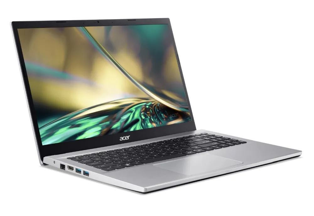 Лаптоп, Acer Aspire 3, A315-59-37WG, Intel Core i3-1215U (up to 4.4 GHz, 10MB), 15.6" FHD (1920x1080) IPS SlimBezel LED, HD Cam, 8GB DDR4, 512GB SSD PCIe, INTEL UMA, 2x2 802.11ac, BT 5.0, Linux, Silver - image 1