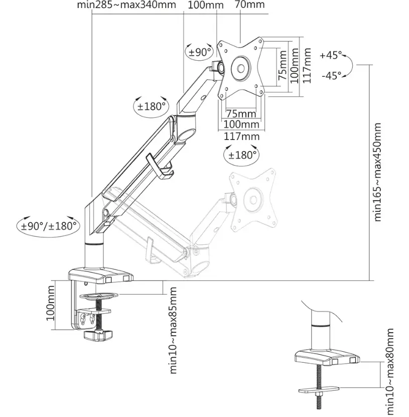 Стойка, Neomounts Desk Mount ultra flat (clamp/grommet) - image 8
