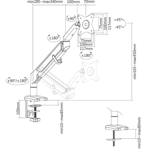 Стойка, Neomounts Desk Mount ultra flat (clamp/grommet) - image 8
