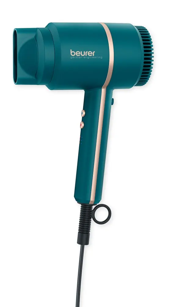 Uscător de păr, Beurer HC 35 Ocean Compact hair dryer, 2000 W, duză, funcție Ion, afișaj LED, 3 setări de căldură, 3 setări de ventilator, aer rece