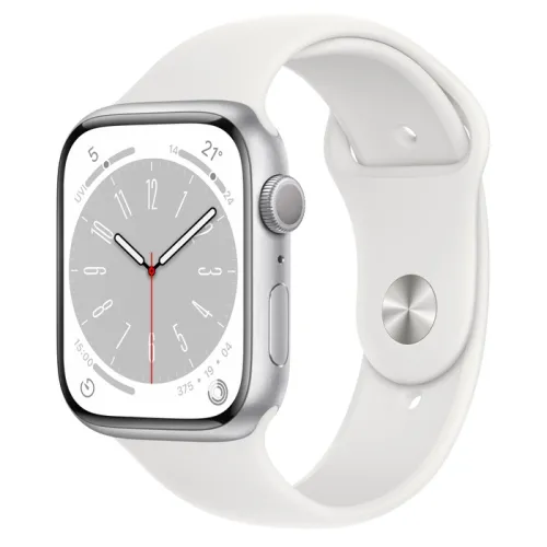 Часовник, Apple Watch Series 8 GPS 45mm Silver Aluminium Case with White Sport Band - Regular