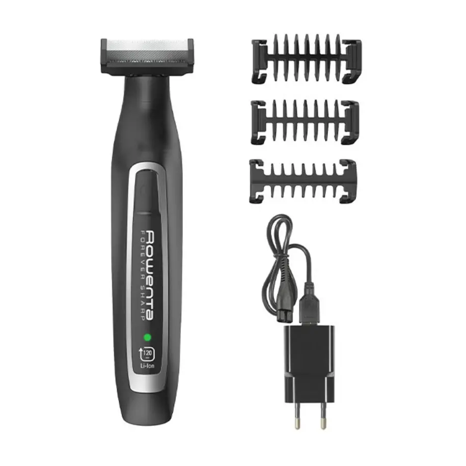 Τρίμερ, Rowenta TN6000F5, Hybrid Forever Sharp μαύρο, για γένια, αδιάβροχο 3-σε-1, αυτοακονιζόμενες λεπίδες, 100% ανοξείδωτο ατσάλι, αυτονομία 120min