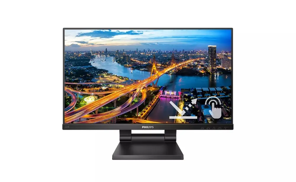 Монитор, Philips 222B1TC/00, 21.5" Touch (anti-glare), IPS, WLED, 1920x1080@75Hz, 4ms GTG, 250cd m/2, 1000:1, DCR 50M:1, Adaptive Sync, FlickerFree, Low Blue Mode, 2Wx2, Tilt, Height Adjust, D-SUB, HDMI, DP, USB hub