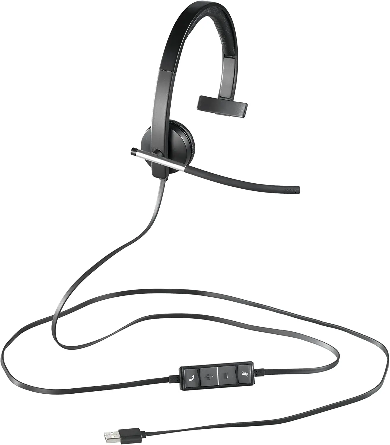 Слушалки, Logitech USB Headset H650e Mono, Flexible Mic, In-line Controls, Echo Cancellation, Noise-cancelling, USB