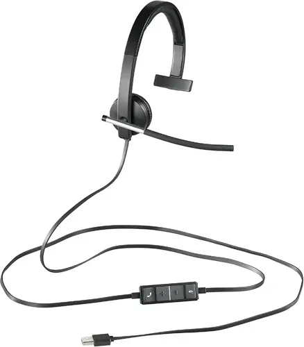 Слушалки, Logitech USB Headset H650e Mono, Flexible Mic, In-line Controls, Echo Cancellation, Noise-cancelling, USB